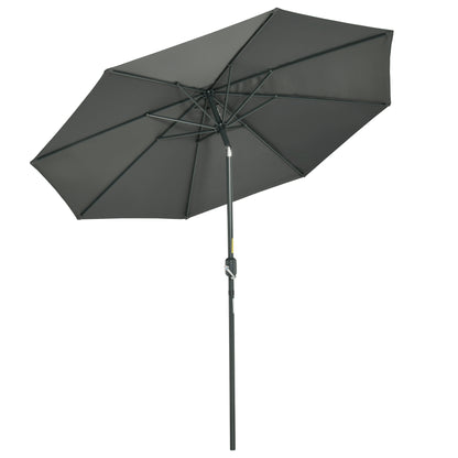 Outsunny Sombrilla De Jardín Ø264x253 Cm Con Protección Uv 50+ Gris_0