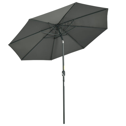 Outsunny Sombrilla De Jardín Ø264x253 Cm Con Protección Uv 50+ Gris_0