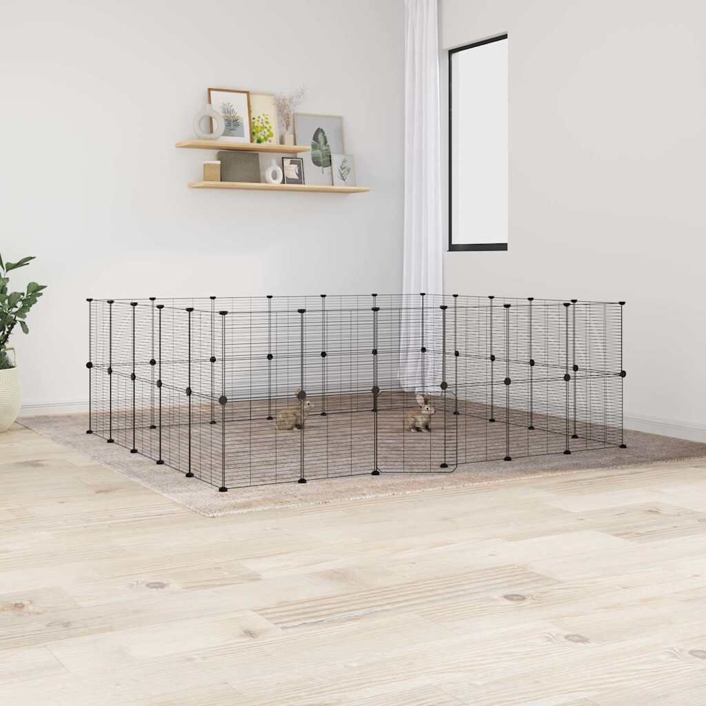 Vidaxl Jaula Para Mascotas De 44 Paneles Puerta Acero Negro 35x35 Cm_1