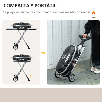 Outsunny Barbacoa De Gas 2,34 Kw Plegable Con 2 Quemadores Termómetro Y 2 Ruedas_5