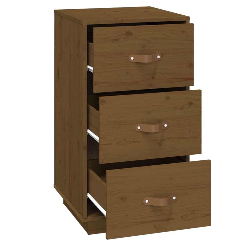 Mesita De Noche Madera Maciza De Pino Marrón Miel 40x40x75 Cm_4