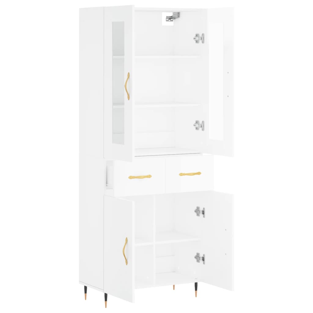 Aparador Alto Madera Contrachapada Blanco Brillo 69,5x34x180 Cm_5