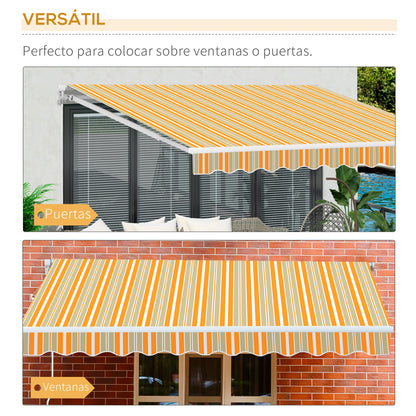 Toldo 300x250cm Brazo Articulado Aluminio Tejido 280g/m² Rayas Amarillo Blanco_5