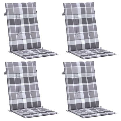 Vidaxl Cojín Silla Jardín Respaldo Alto 4 Uds Cuadros Gris 120x50x3 Cm_0