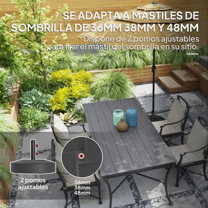 Outsunny Base Para Sombrilla Redonda Rellenable Con Agua 25l O Arena 30kg Negro_3