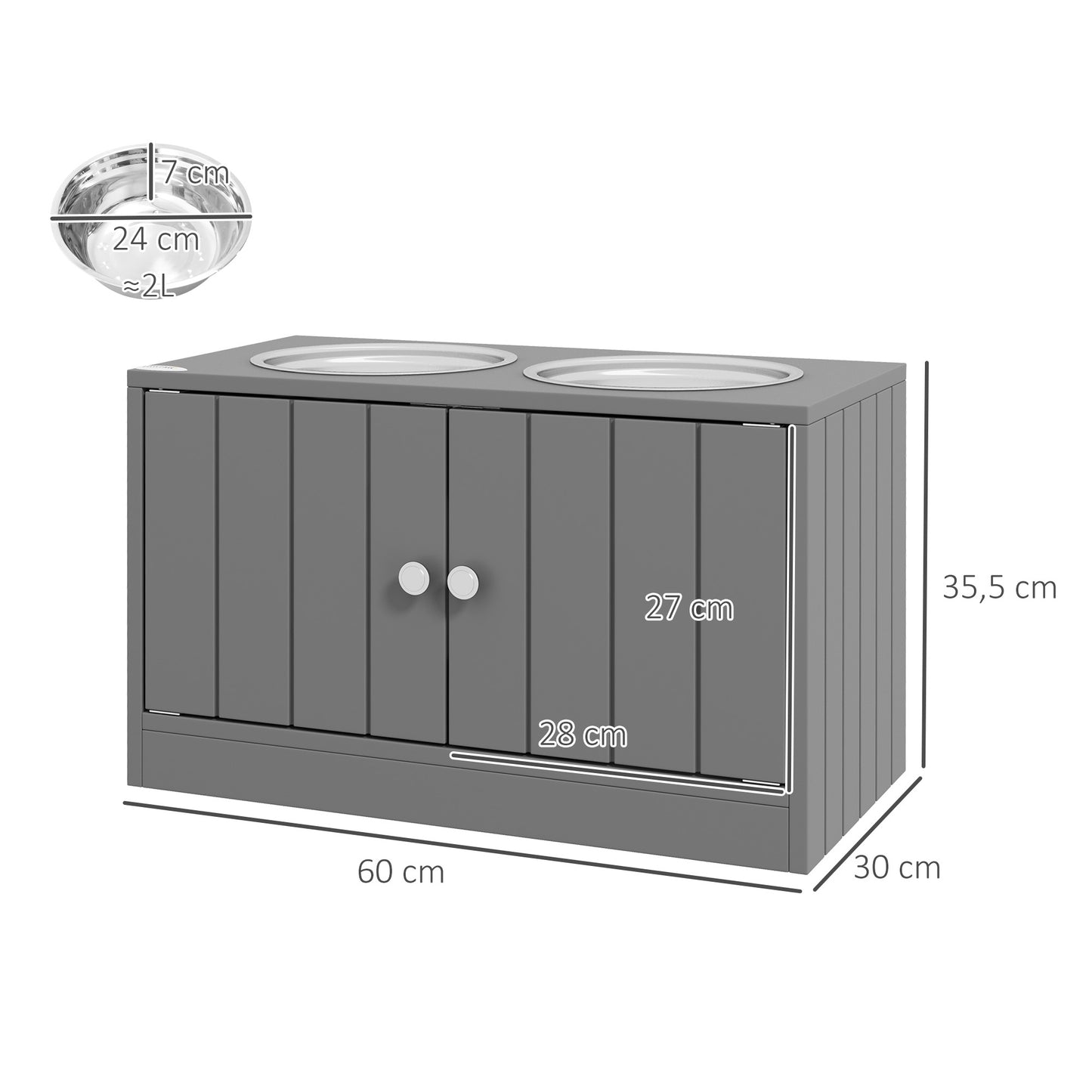 Pawhut Comedero Elevado Para Perros Con 2 Cuencos De Acero Inoxidable 2 Puertas_2