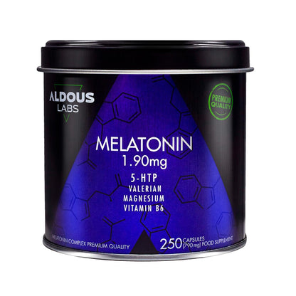 Melatonina con Magnesio, 5-HTP, Valeriana y Vitamina B6, 250 caps. Aldous Labs