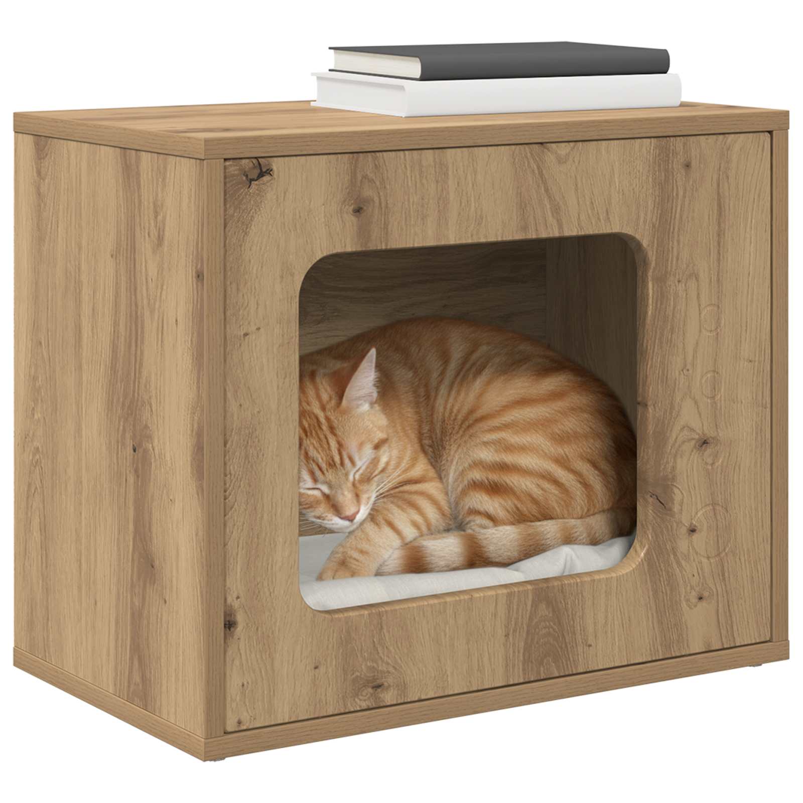 Casa Para Gatos Roble Artesanal 51 X 30 X 42,5 Cm_2