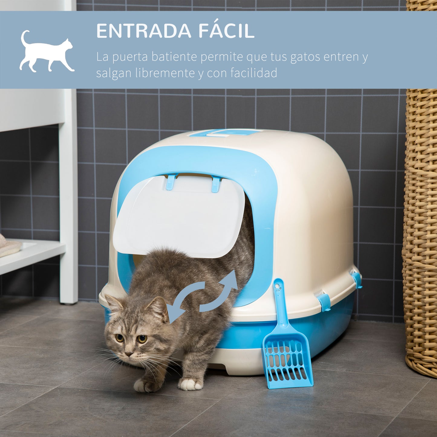 Pawhut Arenero Para Gatos Con Doble Fondo Pala Y Filtro De Carbón Activo Beige Y_5