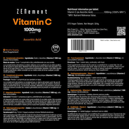 Vitamina C, 1000 mg Zenement, 270 comprimidos