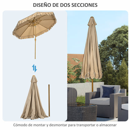 Outsunny Sombrilla De Terraza Ø264x240 Cm Ángulo Ajustable Con Manivela Caqui_3