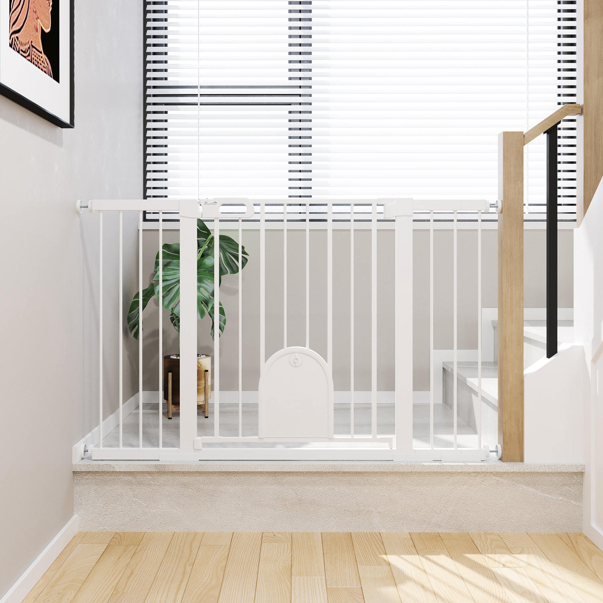 Pawhut Barrera De Seguridad Para Escaleras Y Puertas 75-131 Cm Blanco_1