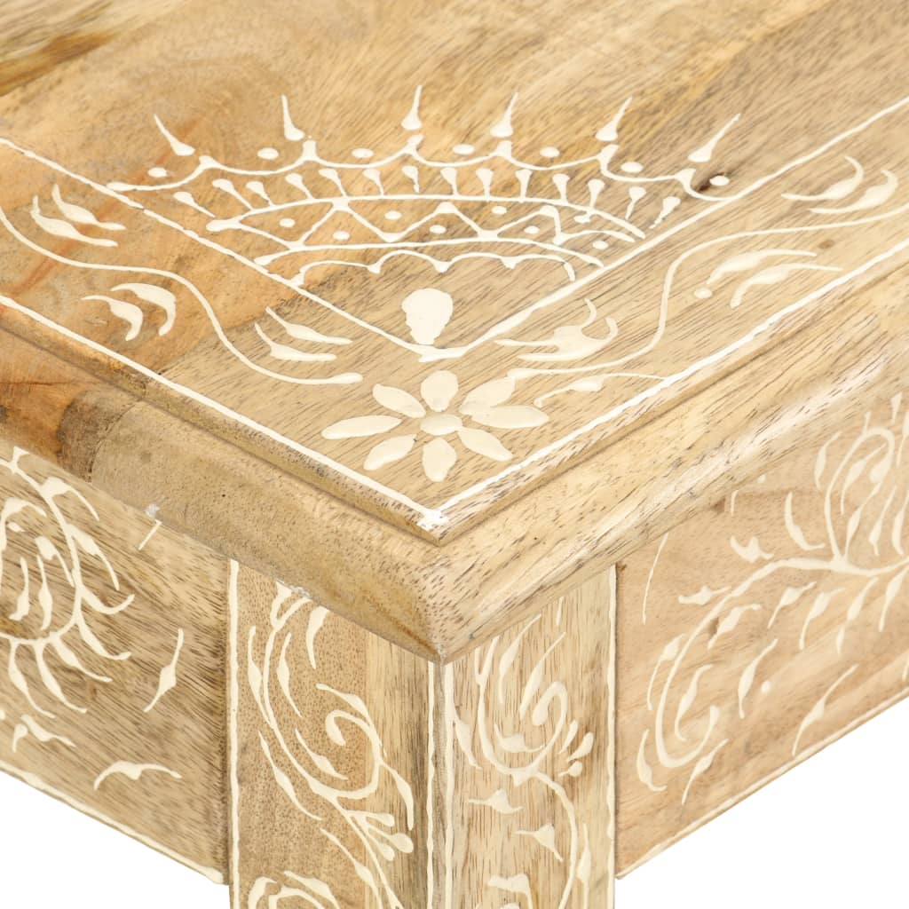 Mesa De Centro Pintada A Mano Madera Maciza Mango 110x50x45 Cm_1