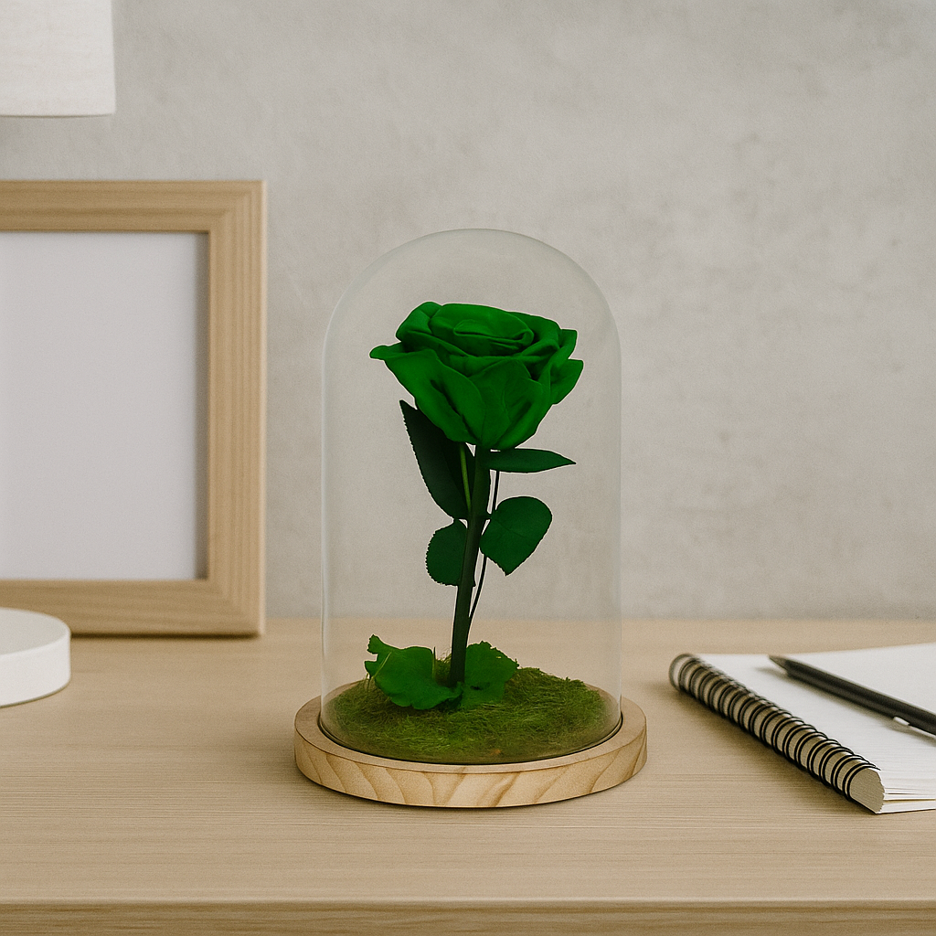 Mundo Eterno Rosa En Cúpula Verde 12x20cm