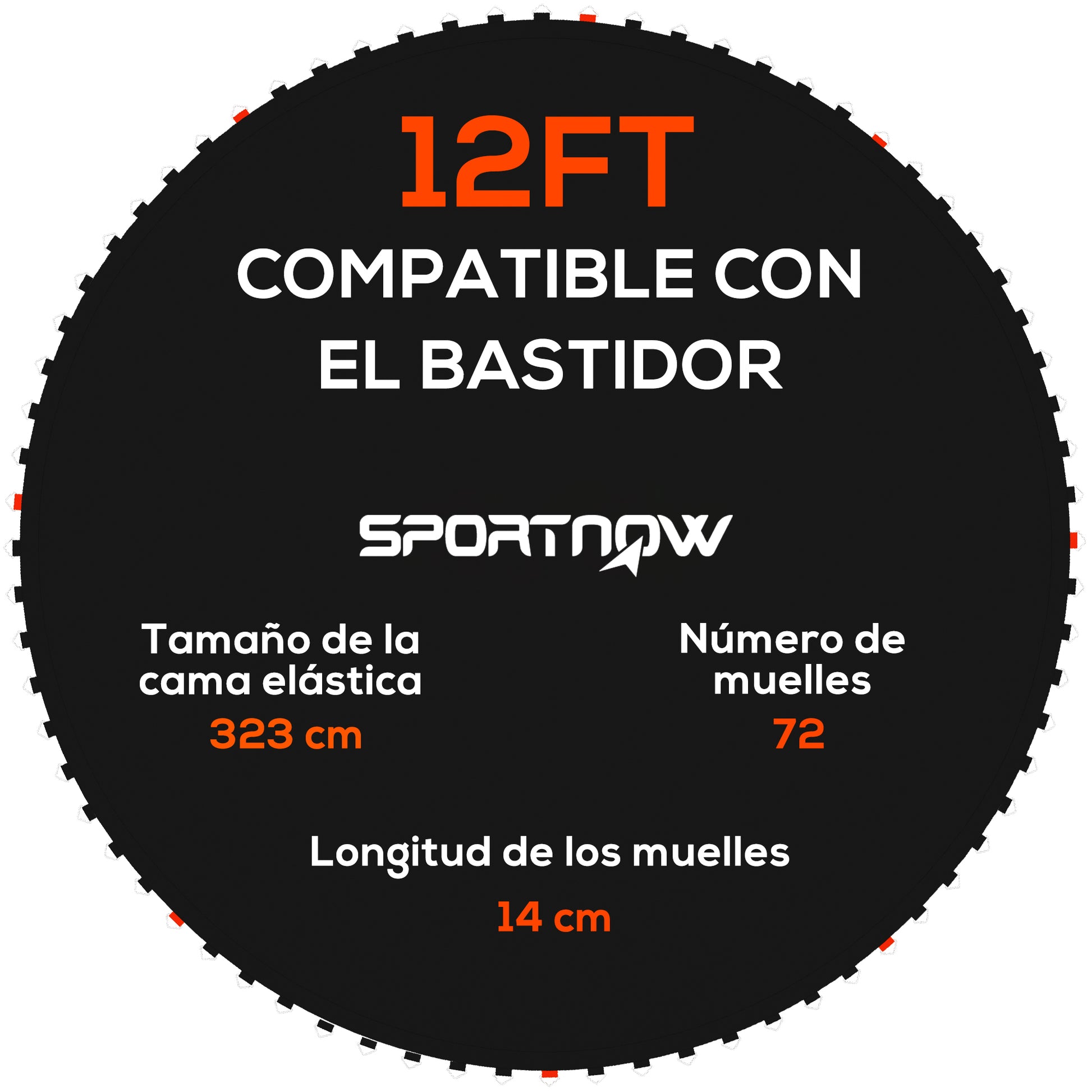 Sportnow Tapete De Repuesto Para Trampolín De 12 Pies Ø323 Cm Negro_0