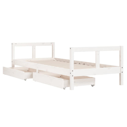 Vidaxl Estructura Cama Niños Con Cajones Madera Pino Blanco 80x200 Cm_3