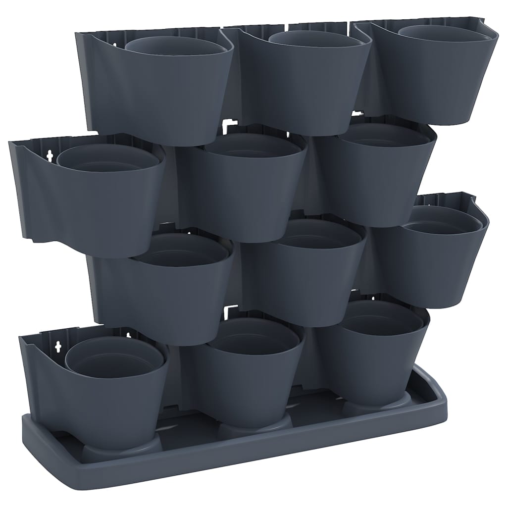 Set De Plantas Jardín Vertical 12 Uds Polipropileno Antracita_0