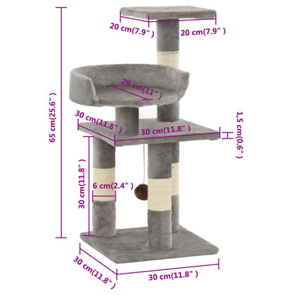 Vidaxl Rascador Para Gatos Con Postes De Sisal 65 Cm Gris_5