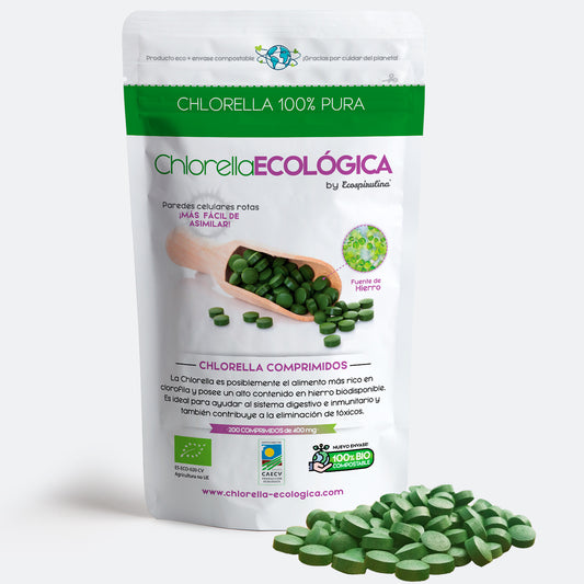 Chlorella Ecológica De Pared Celular Rota Ecospirulina 200 Comprimidos_0