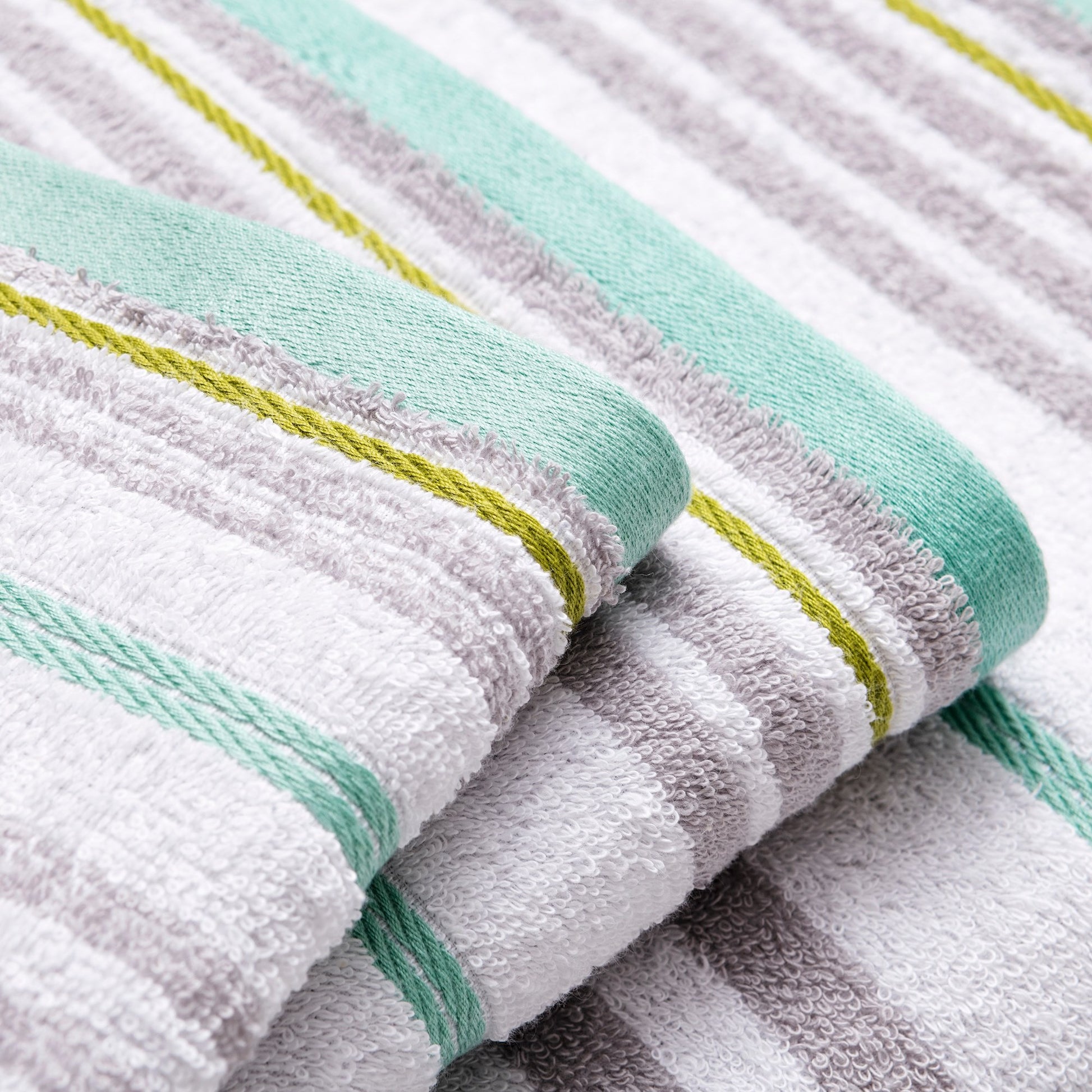Set 3pc Toalla De Baño (tocador 30x50cm + Manos 50x90cm + Baño 70x140cm) 450gsm 100% Algodón Blanco Con Rayas Rainbow Be_4