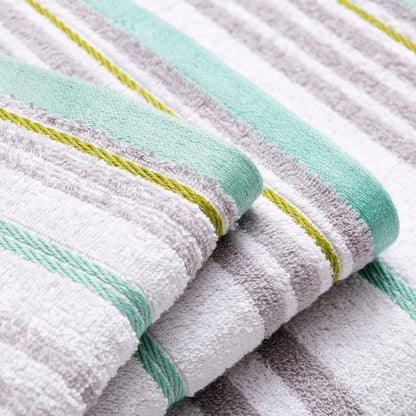 Set 3pc Toalla De Baño (tocador 30x50cm + Manos 50x90cm + Baño 70x140cm) 450gsm 100% Algodón Blanco Con Rayas Rainbow Be_4