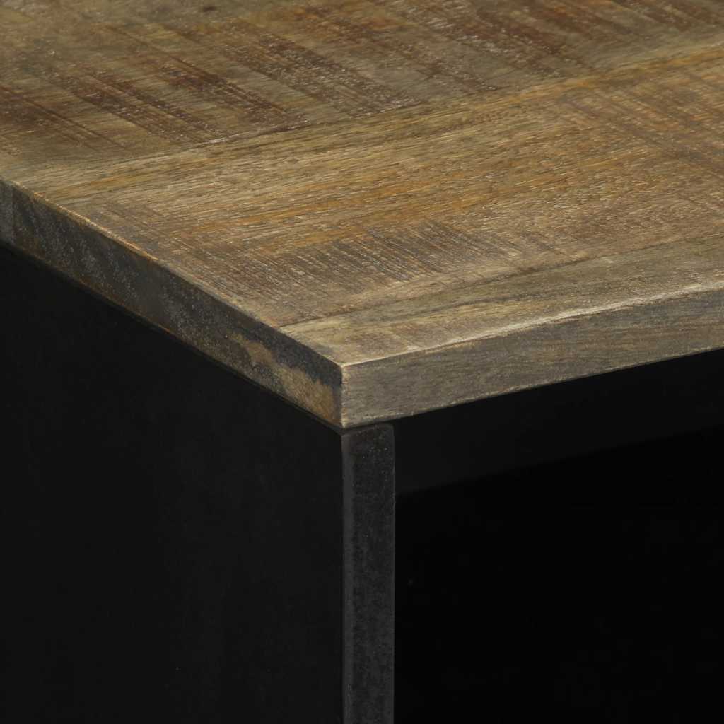 Mesita De Noche Madera Maciza De Mango Gris Claro 50x33x60 Cm_4