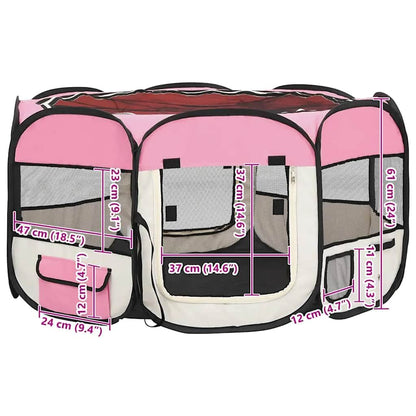 Vidaxl Parque De Perros Plegable Y Bolsa Transporte Rosa 125x125x61cm_2