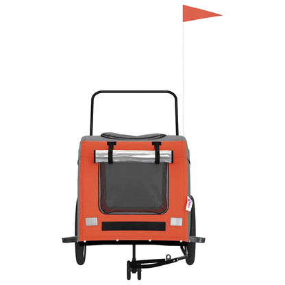 Remolque De Bicicleta Mascotas Hierro Tela Oxford Naranja Gris_3