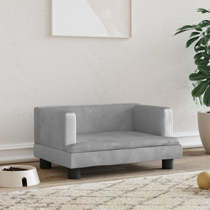 Cama Para Perros De Terciopelo Gris Claro 60x40x30 Cm / Vetonek_4