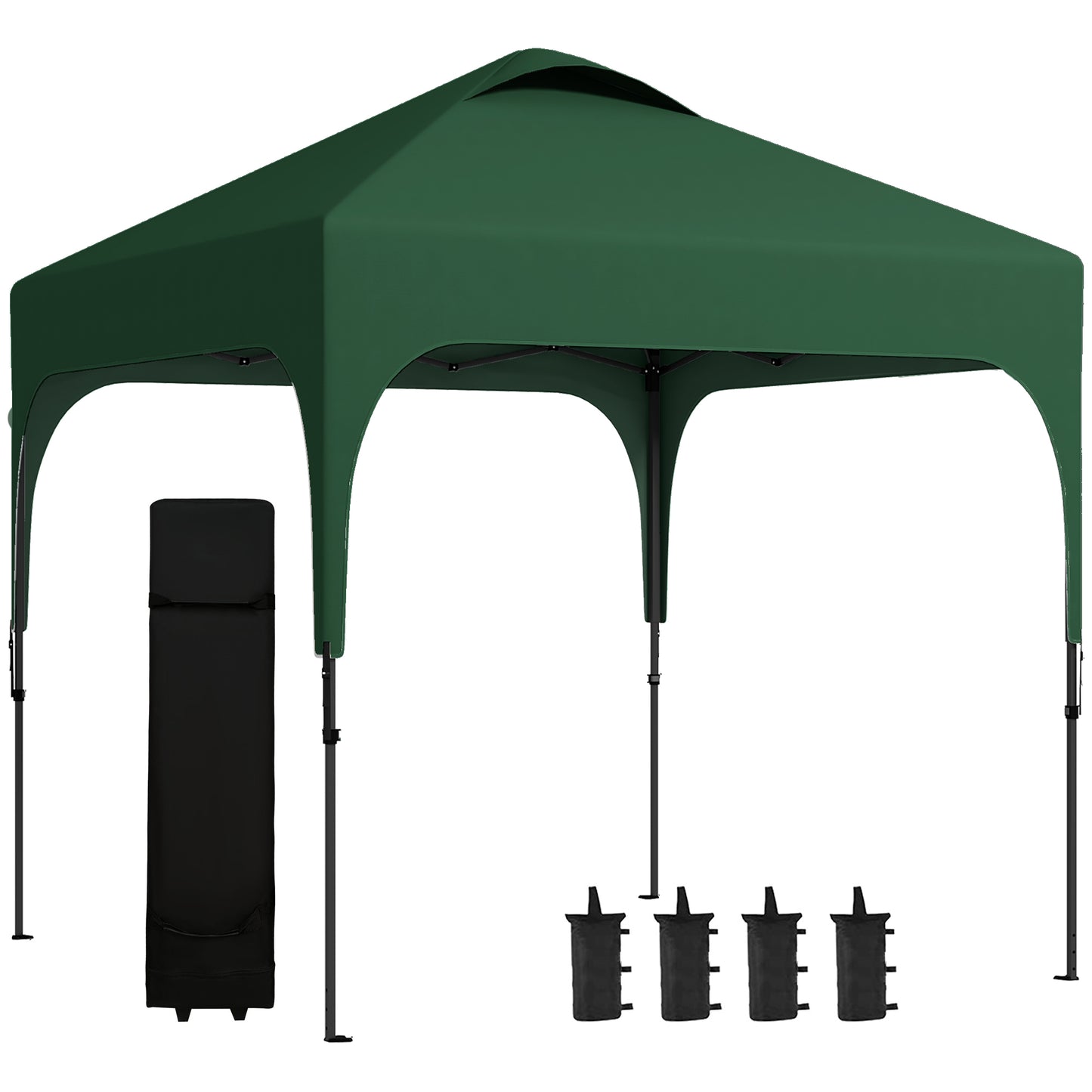 Outsunny Cenador Plegable Jardín 2,5x2,5x2,68 M Uv 50+ Altura Ajustable Verde_0