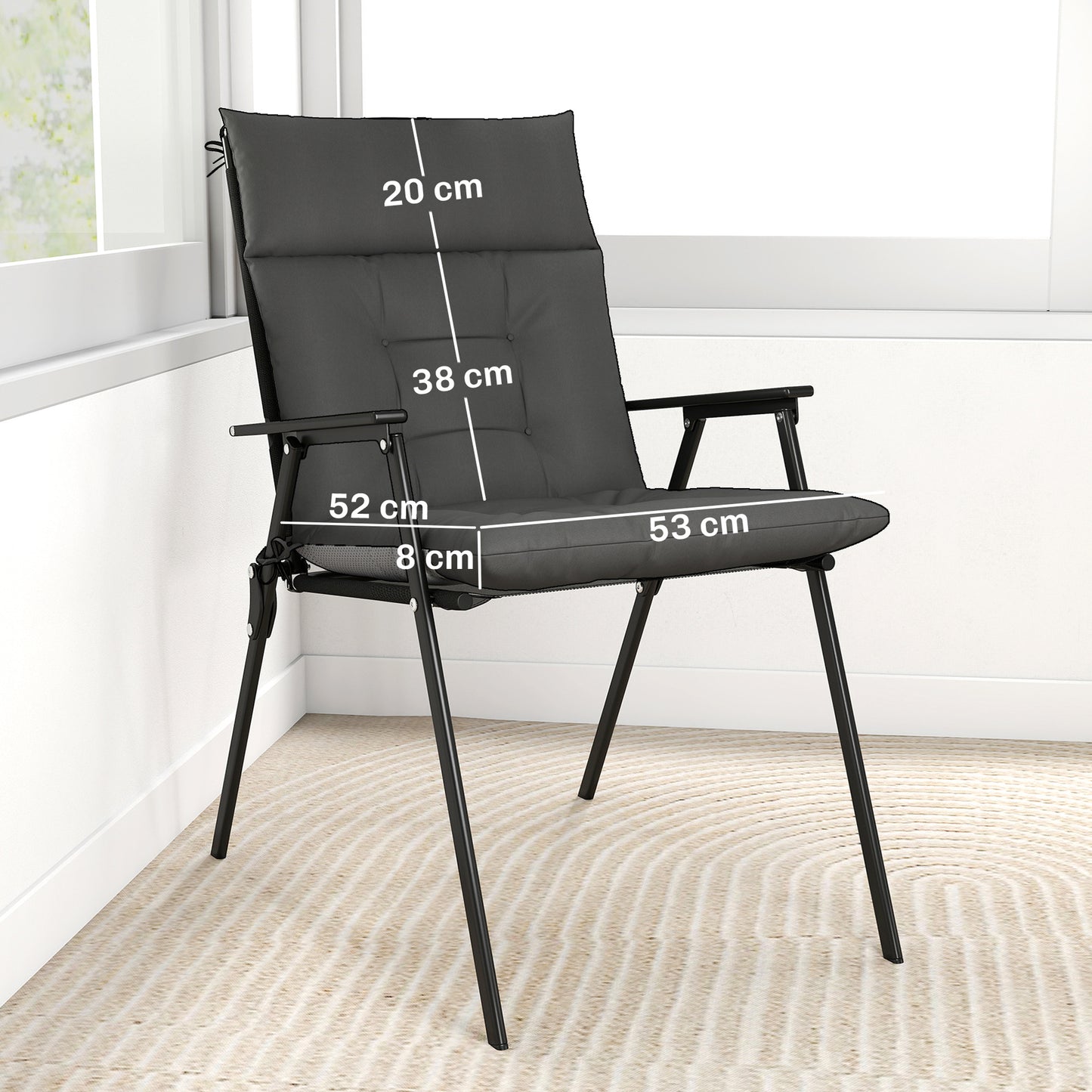 Outsunny Set De 4 Cojines Para Sillas De Jardín Con Respaldo Correas Gris_2