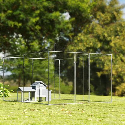 Pawhut Gallinero Para Exterior Grande Con Doble Cierre 4x3x1,97 M 12 M² Plata_3