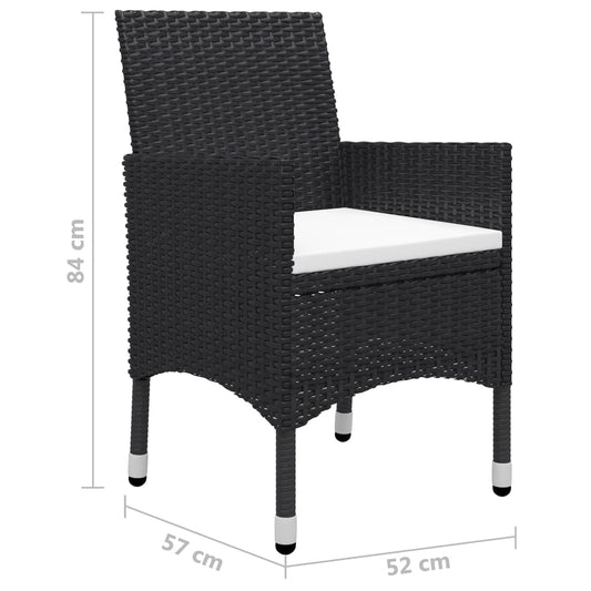 Juego De Comedor Para Jardín 7 Piezas Negro / Vetonek_0