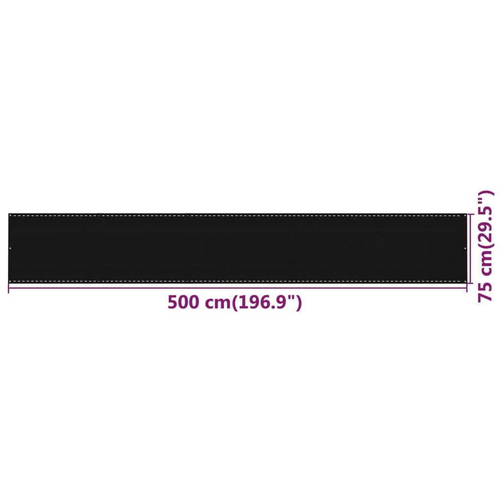 Vidaxl Toldo Para Balcón Hdpe Negro 75x500 Cm_4