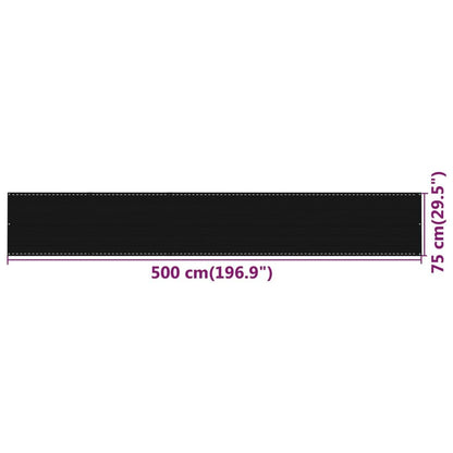 Vidaxl Toldo Para Balcón Hdpe Negro 75x500 Cm_4