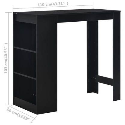 Mesa Alta De Cocina Con Estantería Negra 110x50x103 Cm_4