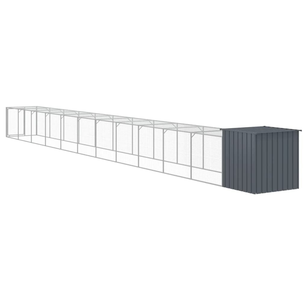 Vidaxl Gallinero Con Corral Acero Galvanizado Gris 110x1221x110 Cm_4