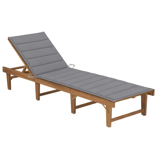 Tumbona Plegable Con Cojín Madera Maciza De Acacia_0