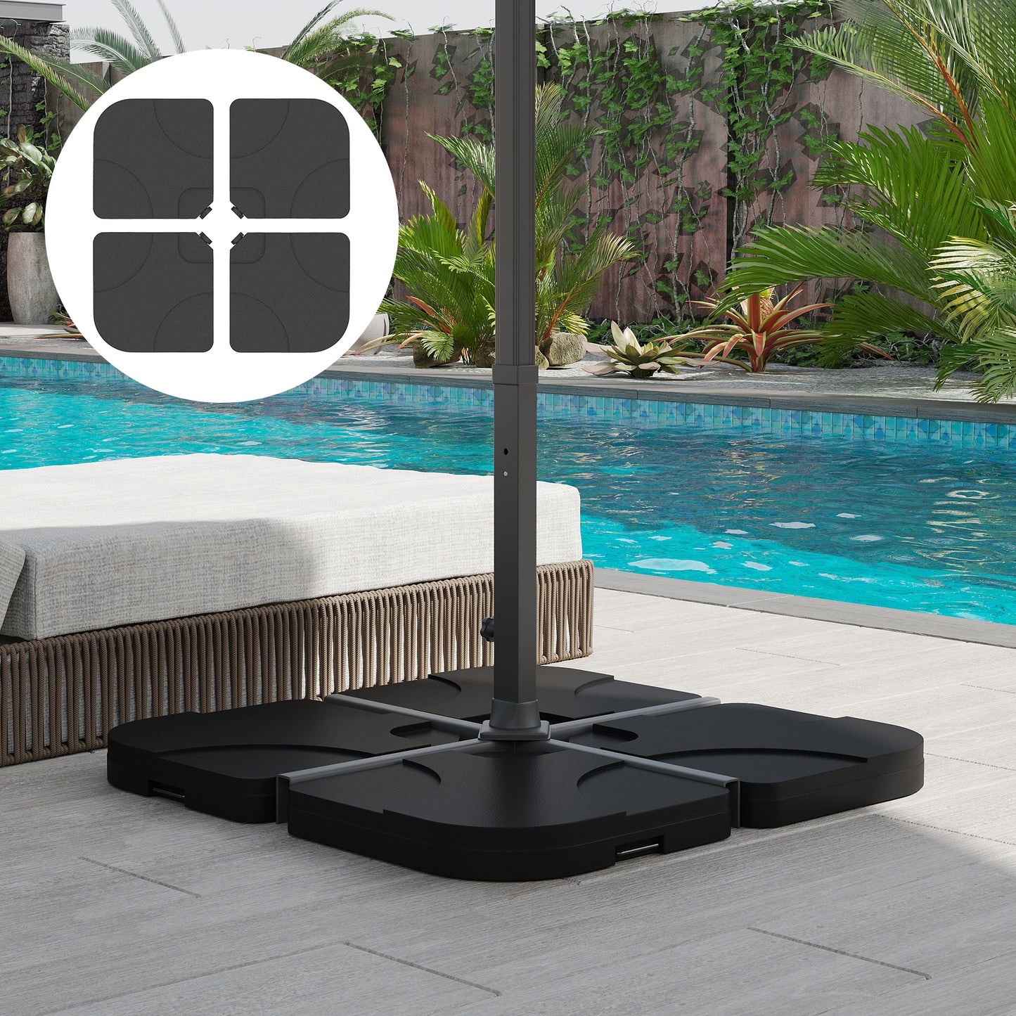 Outsunny Base De Sombrilla O Pie Para Parasol Tipo Soporte De 4 Piezas De Plástico 100x100x7_1