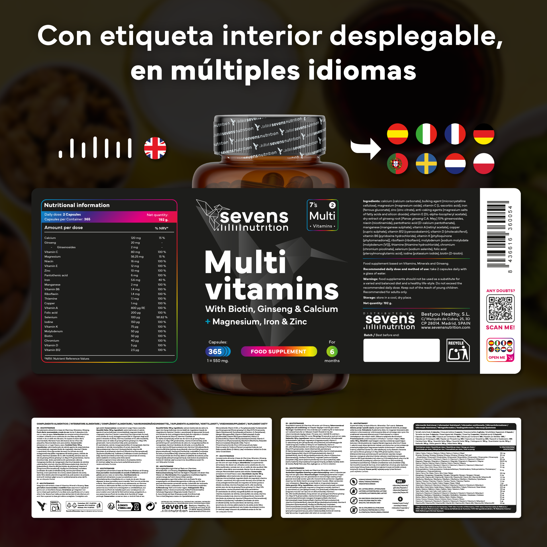 Multivitaminas Con Magnesio Y Ginseng + Omega 3 2000mg Omegatex®. Sevens Nutrition. Energía, Corazón Y Cerebro_5