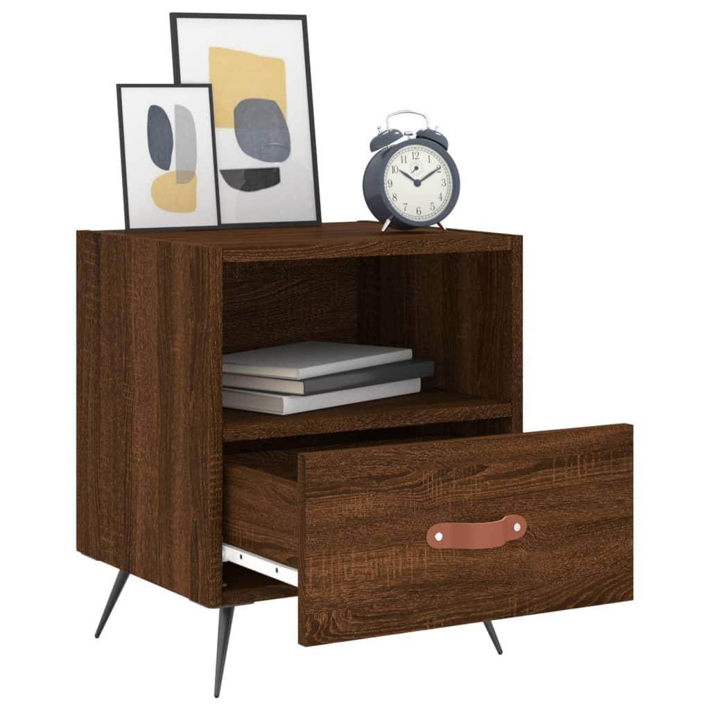 Mesita Noche 2 Uds Madera Ingeniería Marrón Roble 40x35x47,5 Cm_2