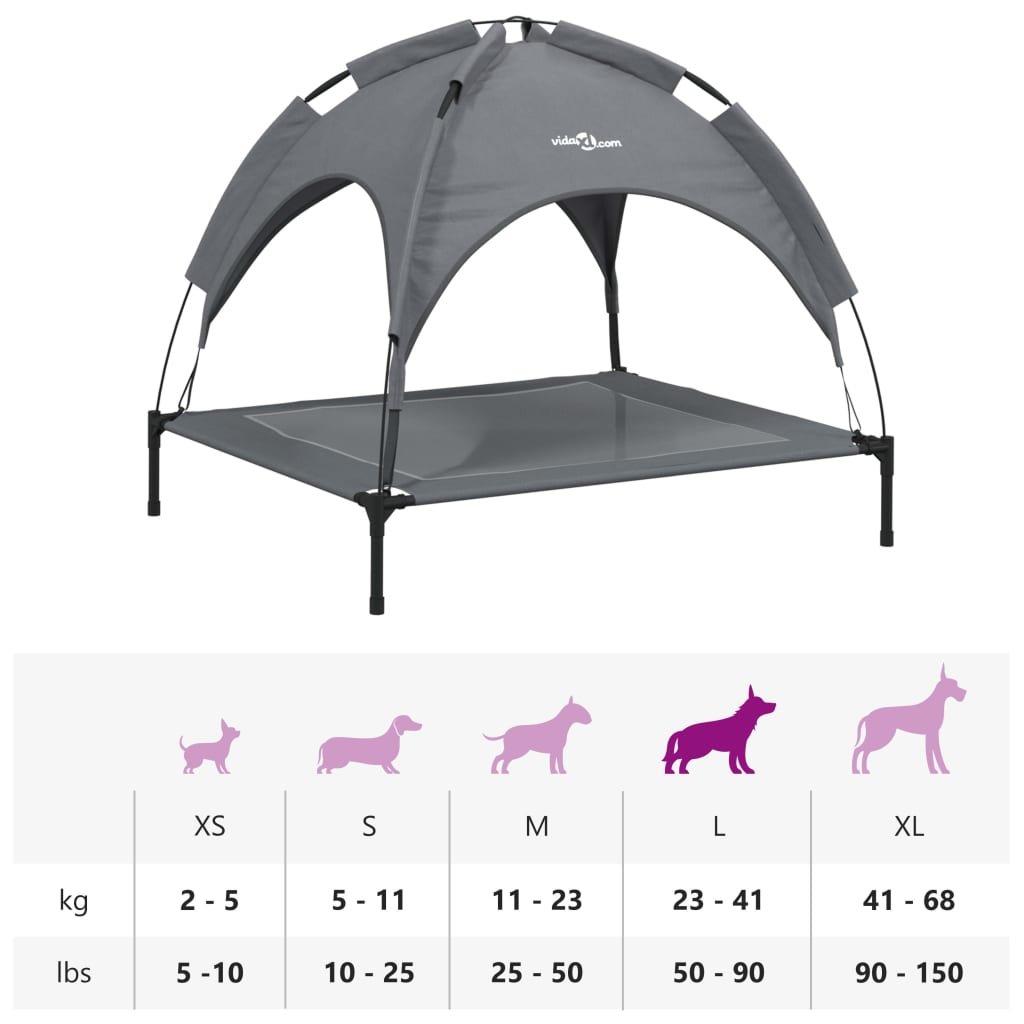 Cama Para Perros Con Dosel Antracita Tela Oxford Y Acero / Vetonek_5