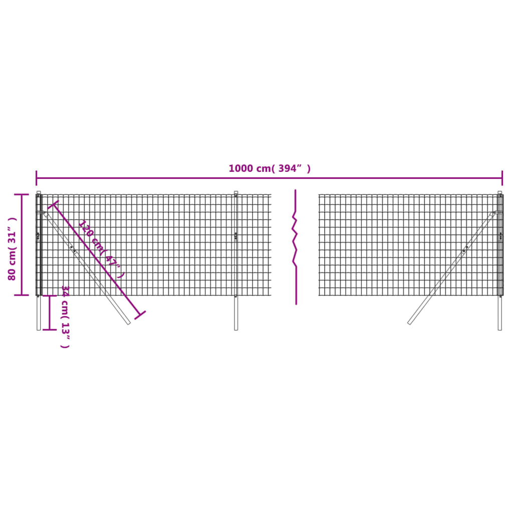 Cerca De Alambre De Acero Galvanizado Antracita 0,8x10 M / Vetonek_1