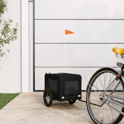 Vidaxl Remolque De Bicicleta Mascotas Hierro Tela Oxford Negro_1