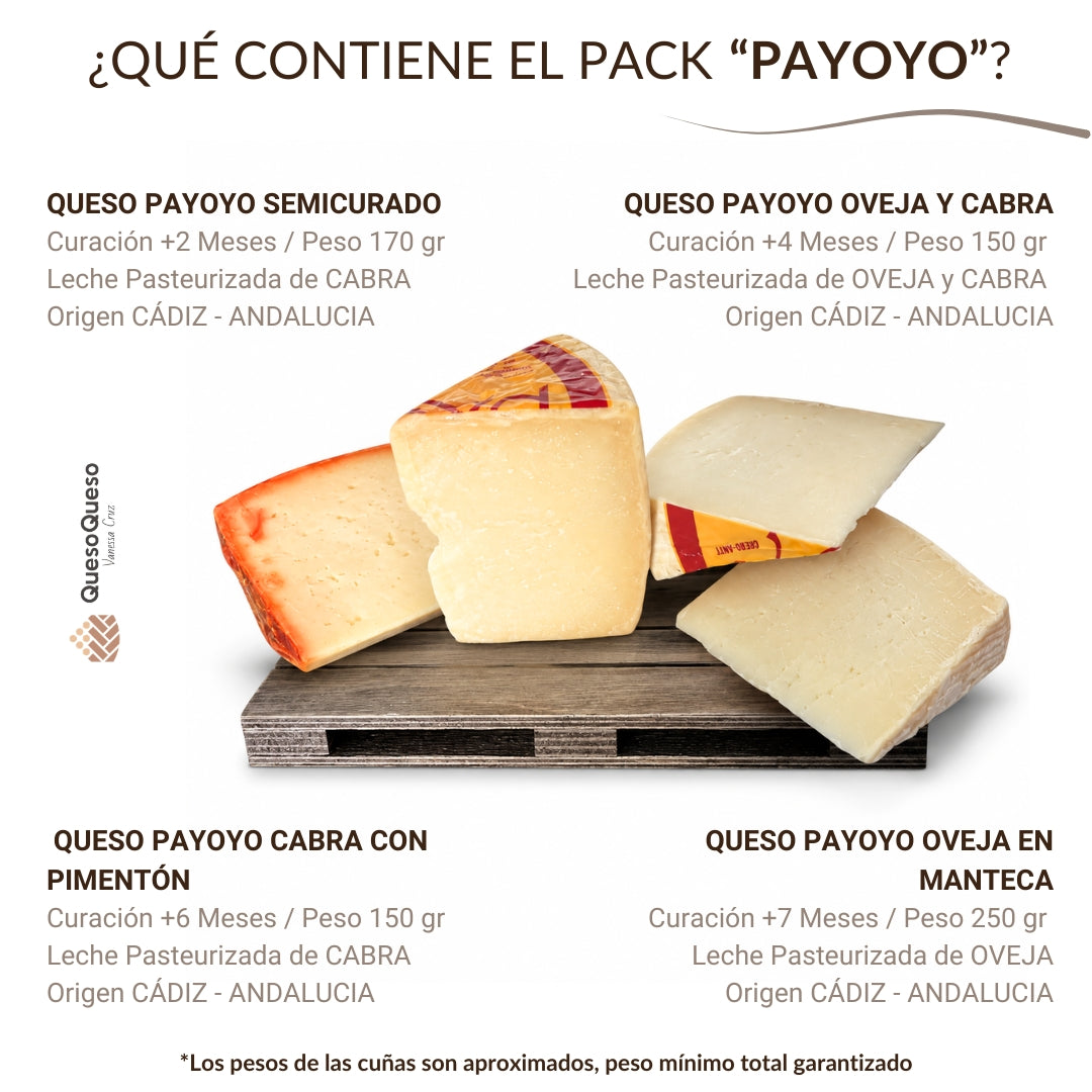 Caja Regalo De Queso Payoyo | 4 Cuñas Queso Curado, Semicurado, Manteca Y Pimentón | Cabra Y Oveja | Pack Pasteurizado_1