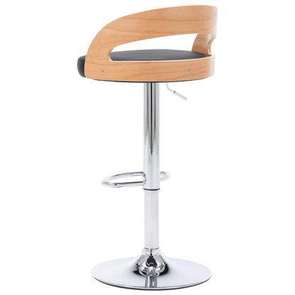 Taburetes De Cocina 2 Uds Piel Sintética Y Madera Curvada Negro_5