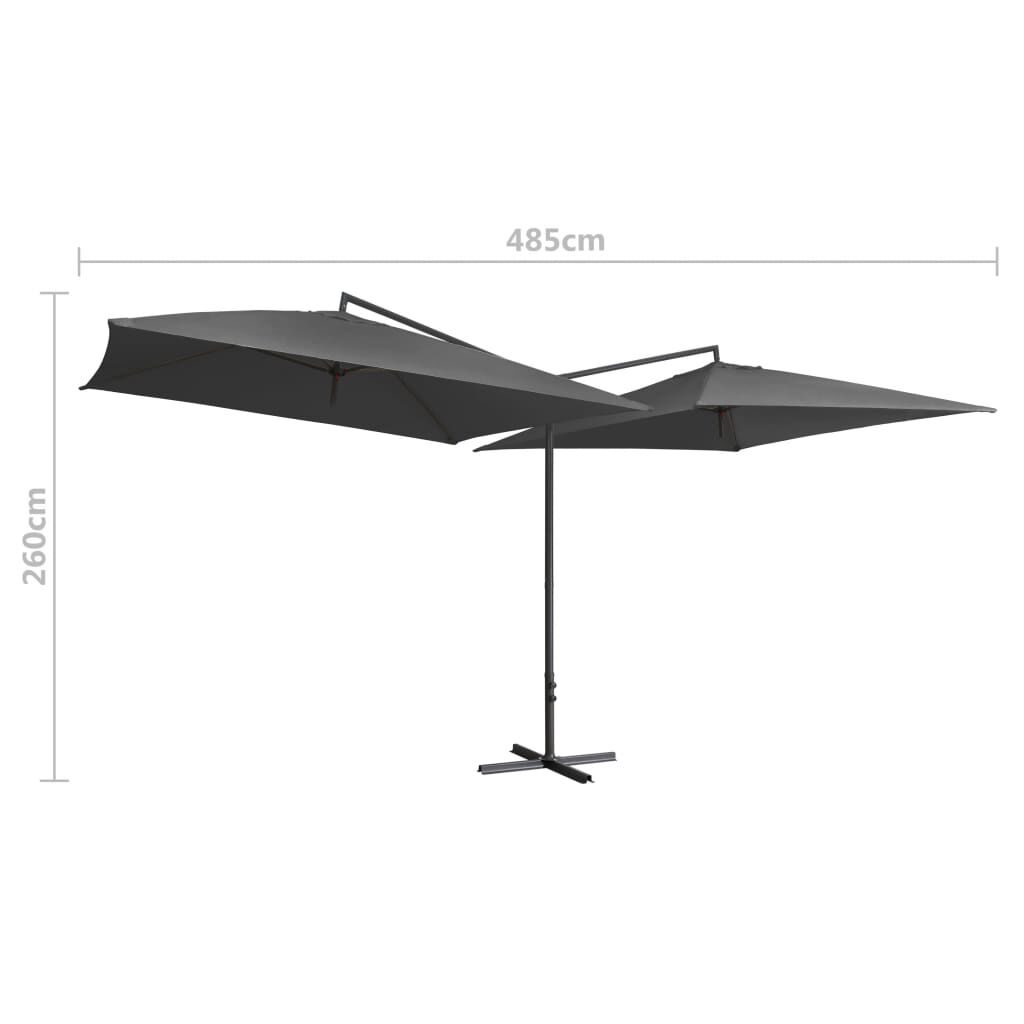 Vidaxl Sombrilla Doble De Jardín Palo De Acero Antracita 250x250 Cm_2