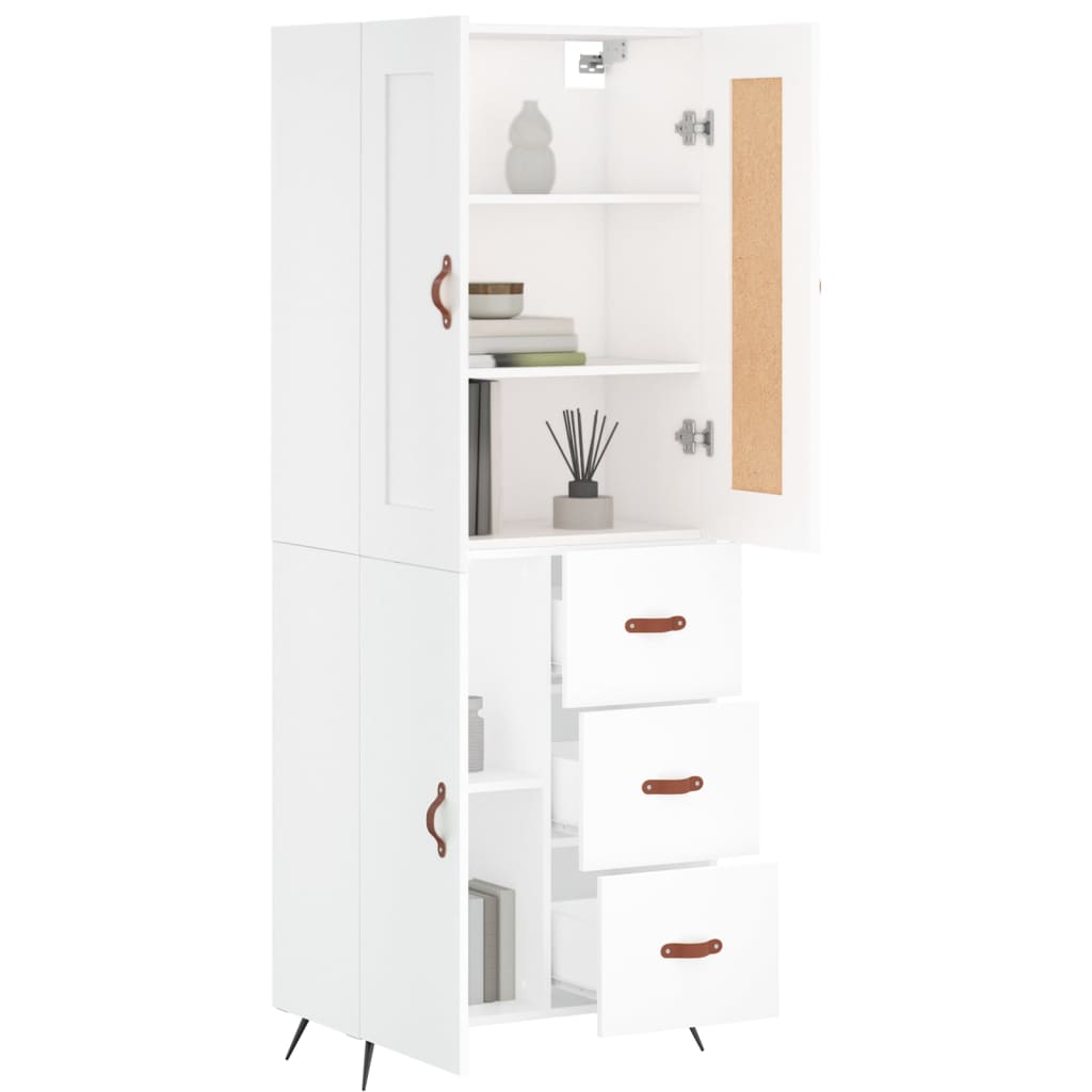 Aparador Alto Madera Contrachapada Blanco 69,5x34x180 Cm_2