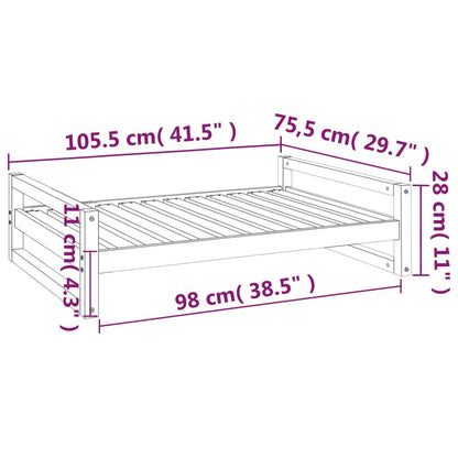 Vidaxl Cama Para Perros Madera Maciza De Pino Negro 105,5x75,5x28 Cm_2