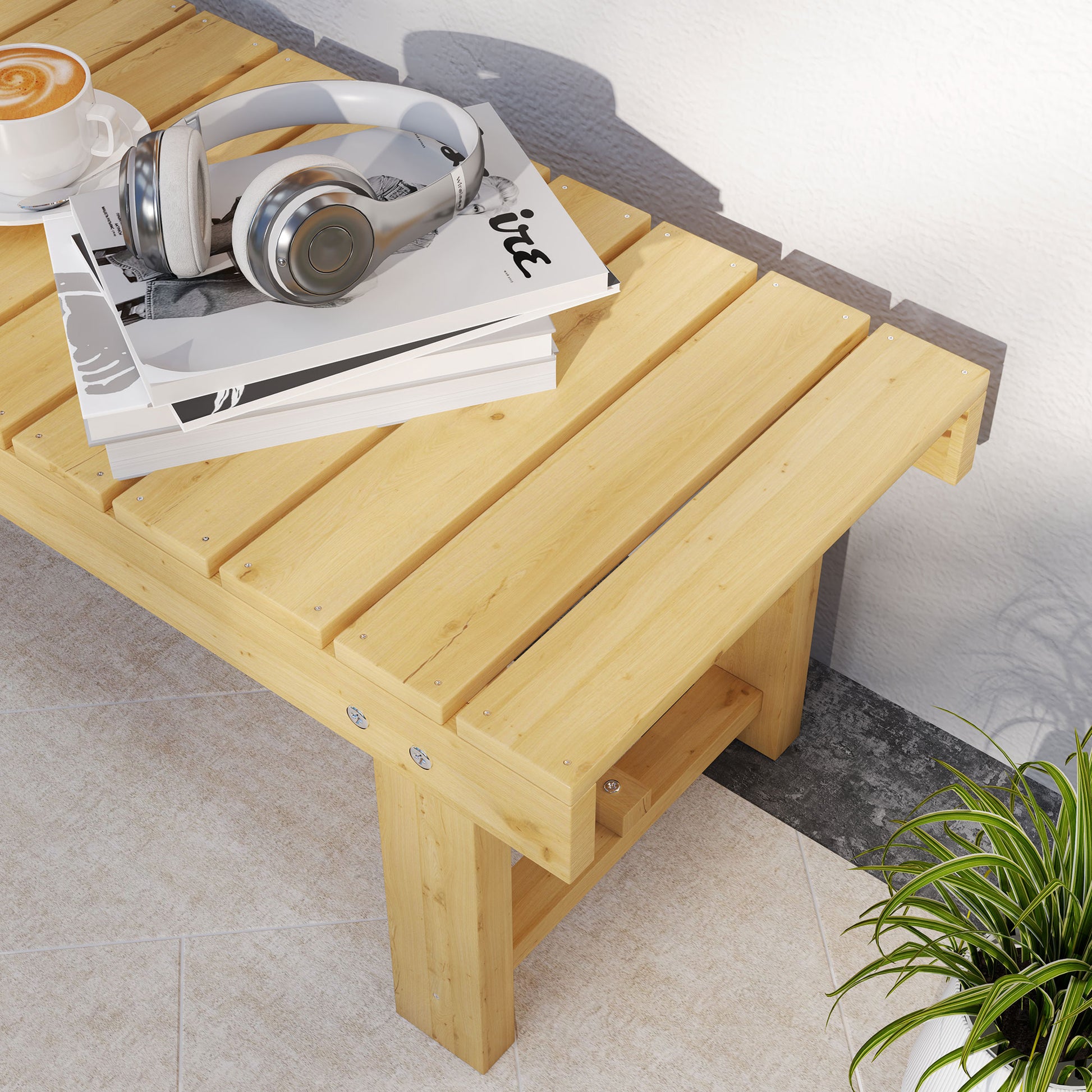 Outsunny Banco De Jardín De Madera De 2 Plazas Carga 250 Kg 110x38x35 Cm Natural_4